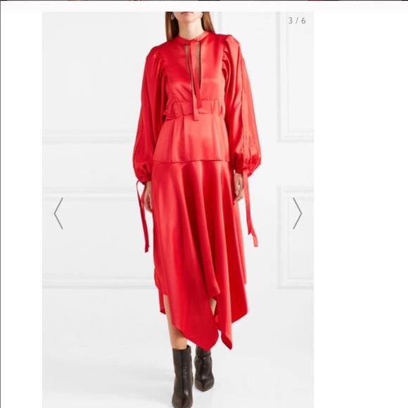 Self Portrait | 2019 Red Handkerchief Midi Dress 4 - Picture 3 of 8